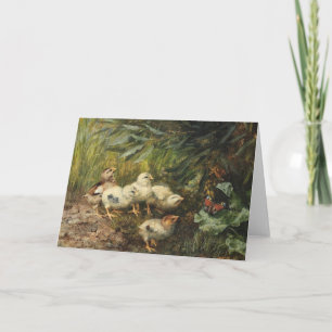 Chicks and a Butterfly   Franz Xaver Birkinger Card