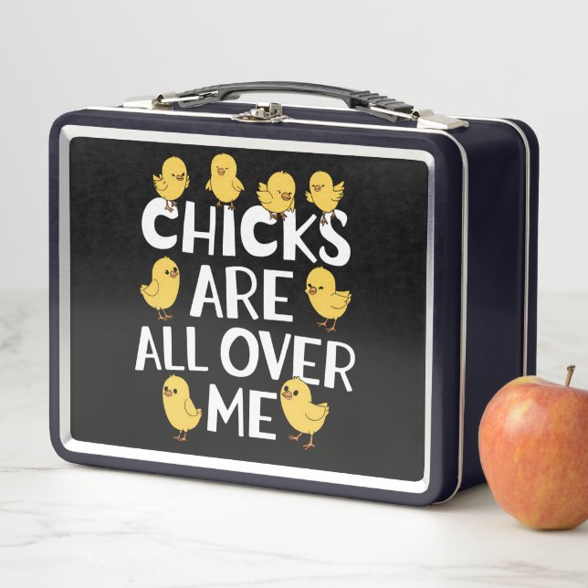 Chicks Are All Over Me Funny Easter Metal Lunch Box (In Situ)