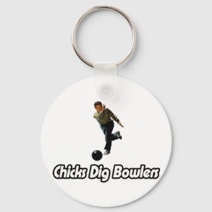 Chicks Dig Bowlers Keychain