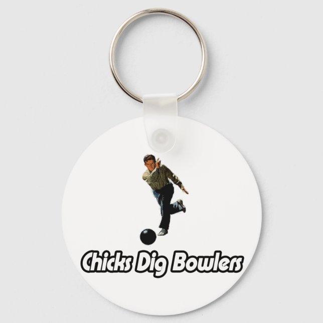 Chicks Dig Bowlers Keychain (Front)