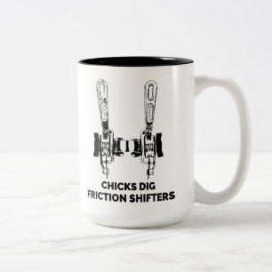 Chicks Dig Friction Shifters Bicycle Two-Tone Coffee Mug