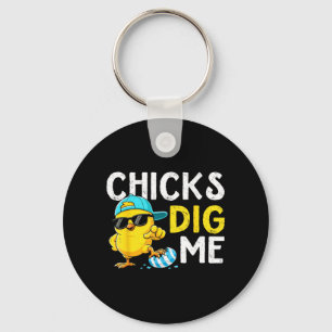 Chicks Dig Funny for Kid Boy Toddler Men Youth Keychain