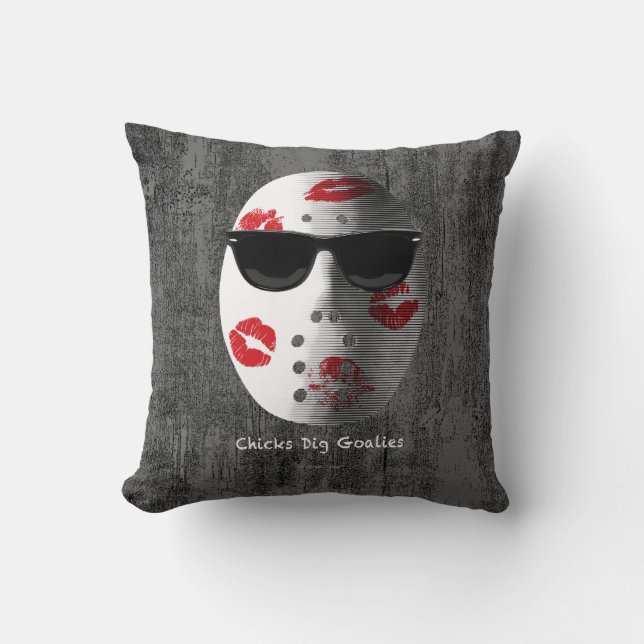 Chicks Dig Goalies Throw Pillow (Front)