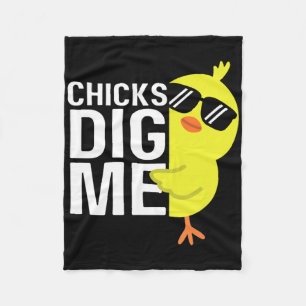 Chicks Dig Me Boys Men Happy Easter Funny Quote  Fleece Blanket