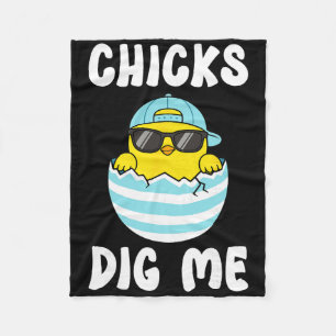 Chicks Dig Me Cool Sungles By Chicken Easter Egg Fleece Blanket