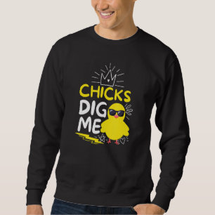 Chicks Dig Me Easter Day Humour Doodle Vintage Boy Sweatshirt
