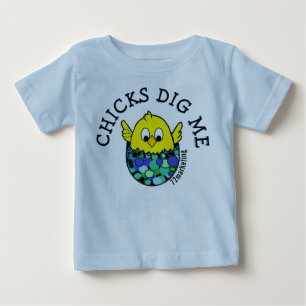 Chicks Dig Me Easter Spring Romper Egg Blue boys