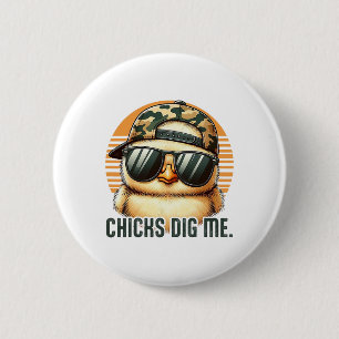 Chicks Dig Me Easter Toddler Boys Men Happy Easter 2 Inch Round Button