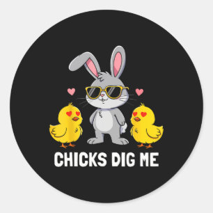 Chicks Dig Me Easter Toddler Boys Men Happy Easter Classic Round Sticker