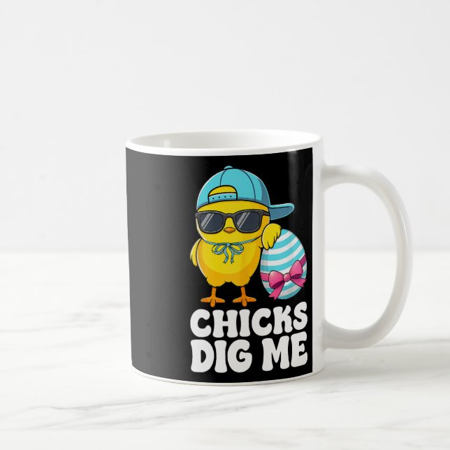 Chicks Dig Me Easter Toddler Boys Men Happy Easter Coffee Mug (Right)