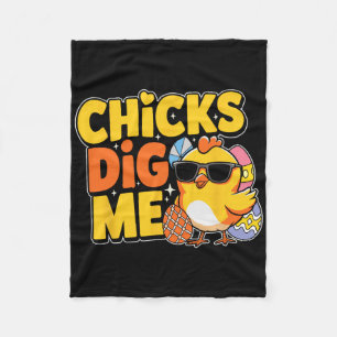 Chicks Dig Me Easter Toddler Boys Men Happy Easter Fleece Blanket