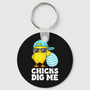 Chicks Dig Me Easter Toddler Boys Men Happy Easter Keychain