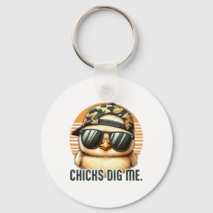 Chicks Dig Me Easter Toddler Boys Men Happy Easter Keychain