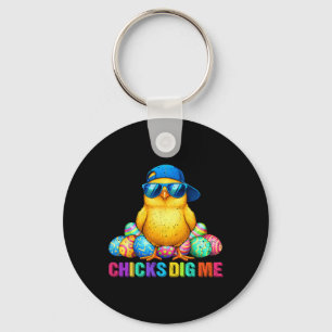 Chicks Dig Me Easter Toddler Boys Men Happy Easter Keychain