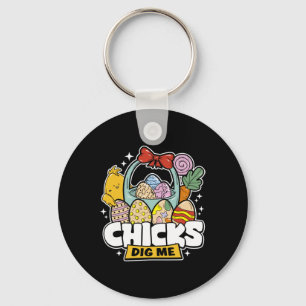 Chicks Dig Me Easter Toddler Boys Men Happy Easter Keychain
