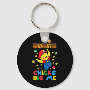 Chicks Dig Me Easter Toddler Boys Men Happy Easter Keychain