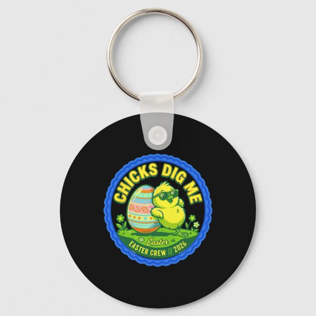 Chicks Dig Me Funny By Chick Sungles Retro Cute _1 Keychain (Front)