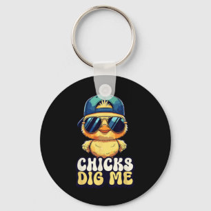 Chicks Dig Me Funny By Chick Sungles Retro Cute _3 Keychain