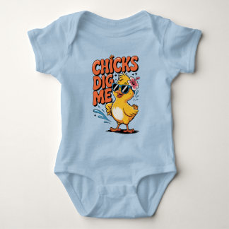 Chicks Dig Me – Funny Duck Pun Baby Bodysuit