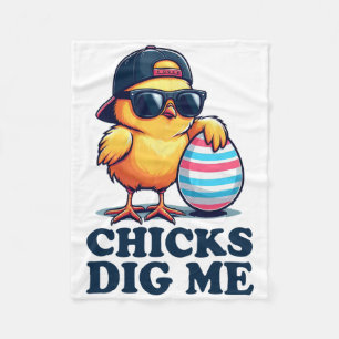 Chicks Dig Me Funny Easter Toddler Boys Kid Happy Fleece Blanket