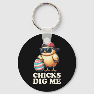 Chicks Dig Me Funny Easter Toddler Boys Men Happy Keychain
