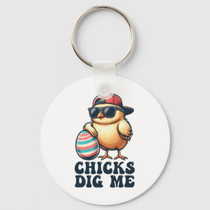 Chicks Dig Me Funny Easter Toddler Boys Men Kid Ha Keychain