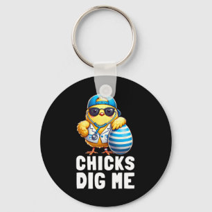 Chicks Dig Me Funny Happy Easter Day Nurse Doctor Keychain