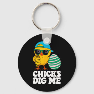 Chicks Dig Me Funny Happy Easter Sunday Outfit Wom Keychain