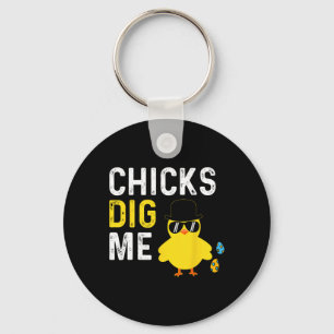 Chicks Dig Me Happy Easter Egg Hunt Kids Boys Fun Keychain