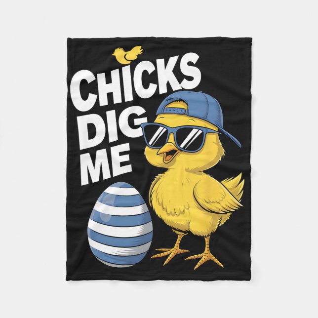 Chicks Dig Me Toddler Boy Easter Boys Easter Toddl Fleece Blanket (Front)