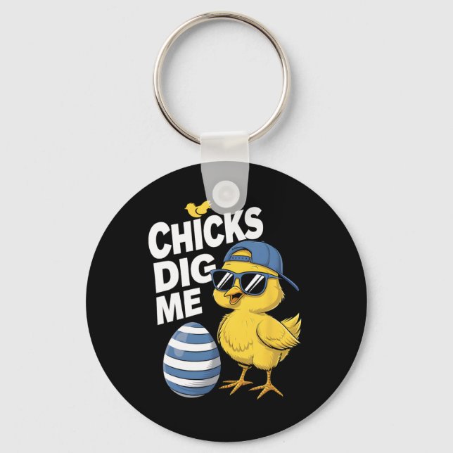 Chicks Dig Me Toddler Boy Easter Boys Easter Toddl Keychain (Front)
