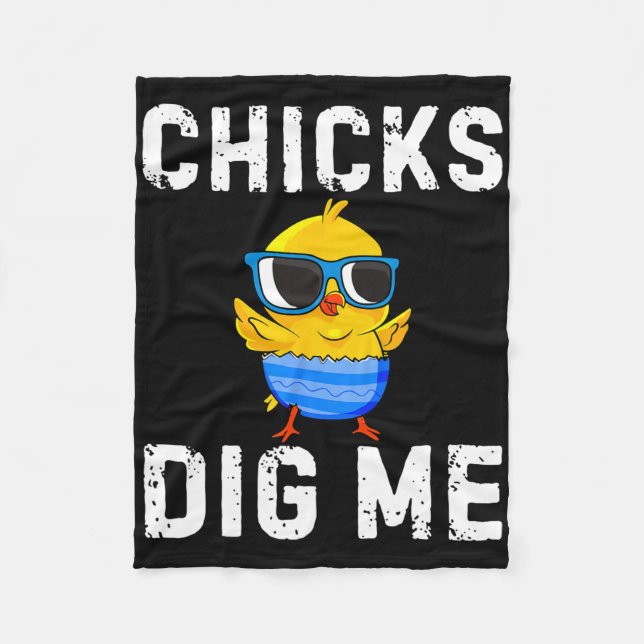 Chicks Dig Me Toddler Happy Easter Egg Hunting Boy Fleece Blanket (Front)