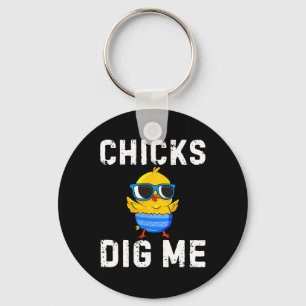 Chicks Dig Me Toddler Happy Easter Egg Hunting Boy Keychain