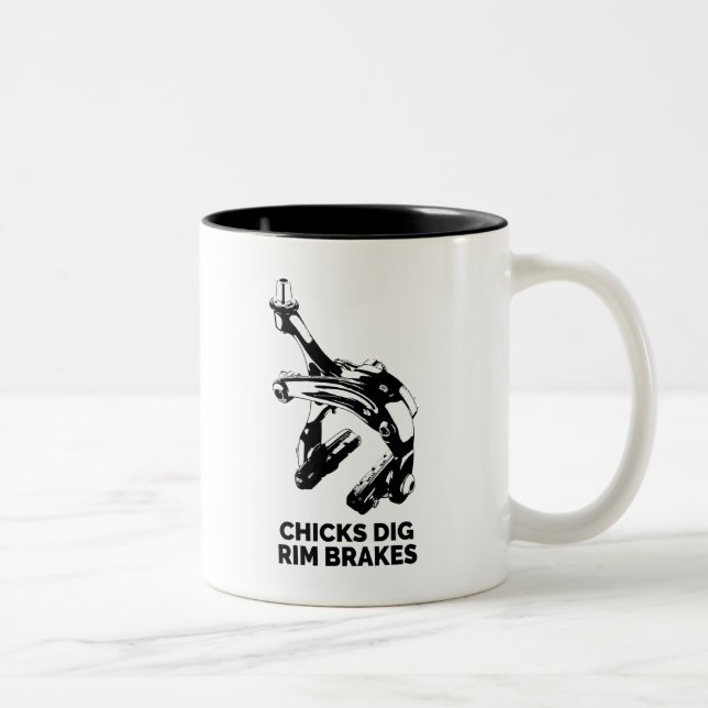 Chicks Dig Rim Brakes Two-Tone Coffee Mug (Right)
