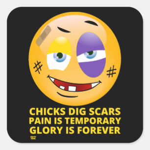 "CHICKS DIG SCARS" funny emoji Square Sticker