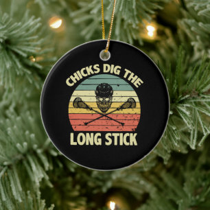Chicks Dig The Long Stick Ceramic Ornament