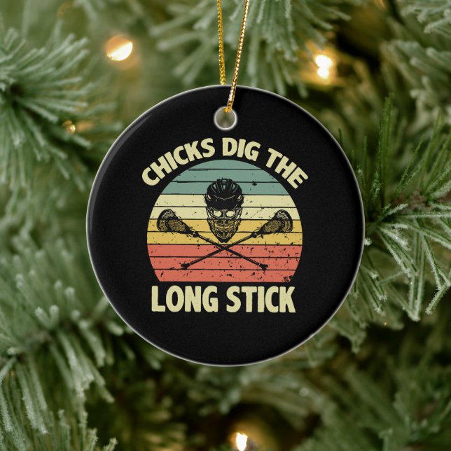 Chicks Dig The Long Stick Ceramic Ornament (Tree)