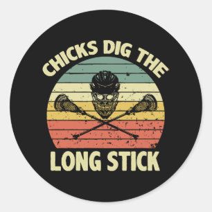 Chicks Dig The Long Stick Classic Round Sticker