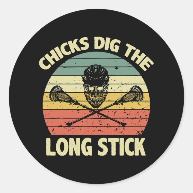 Chicks Dig The Long Stick Classic Round Sticker (Front)