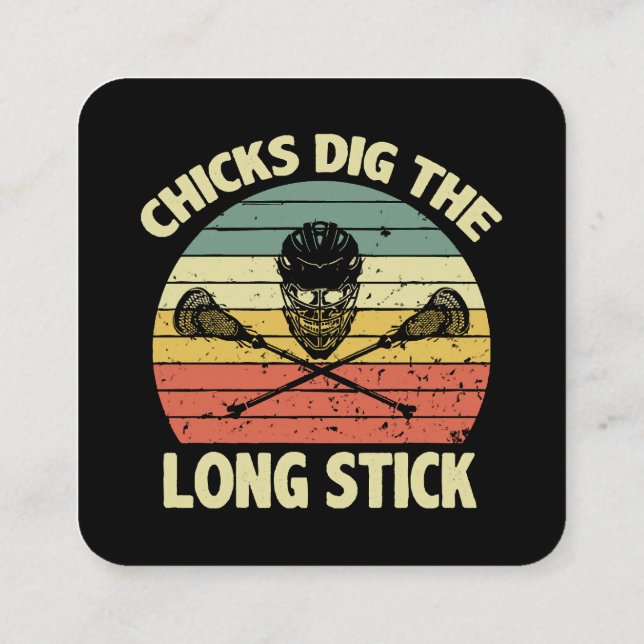 Chicks Dig The Long Stick Square Business Card (Back)