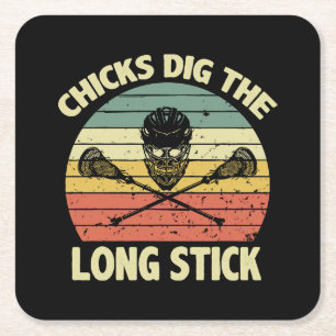 Chicks Dig The Long Stick Square Paper Coaster