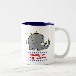chicks for republicans Two-Tone coffee mug