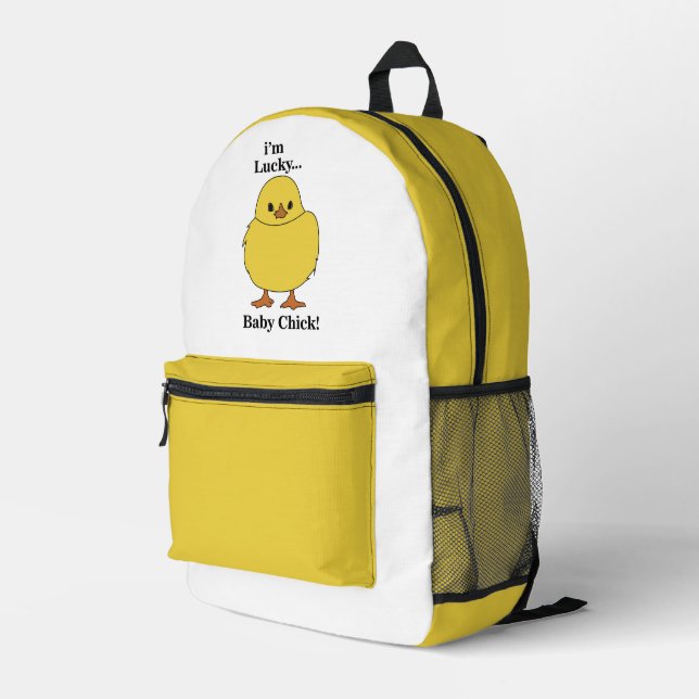 Chicks I'm Lucky Baby Chick Printed Backpack (Back Corner Right)