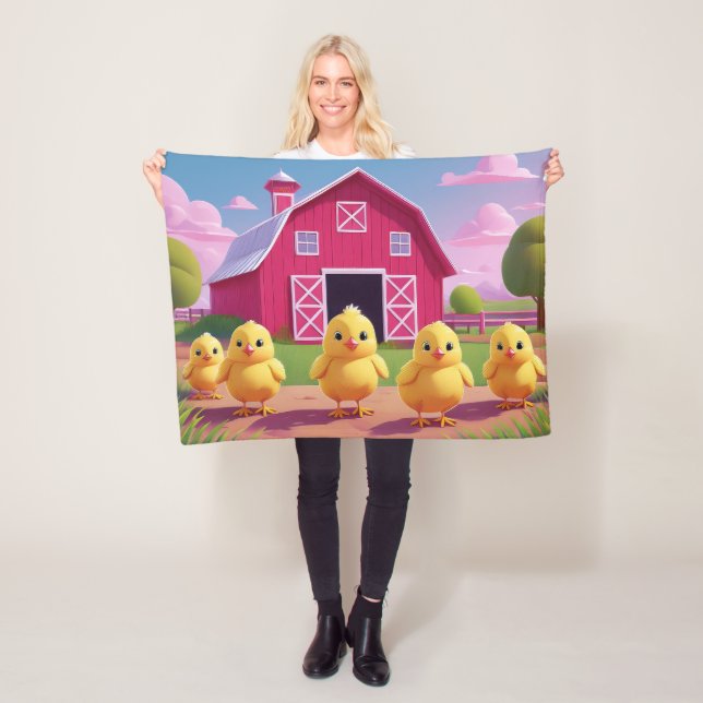 Chicks in Barnyard Happy Spring  Fleece Blanket (In Situ)