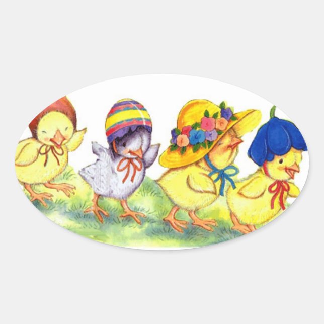 Chicks in Easters Bonnets - Sticker (Front)