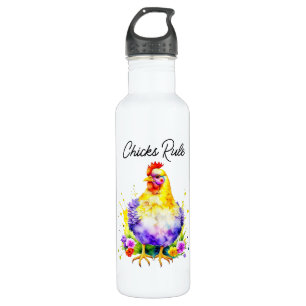 Chicks Rule   Cute Watercolor Chicken Art 710 Ml Water Bottle
