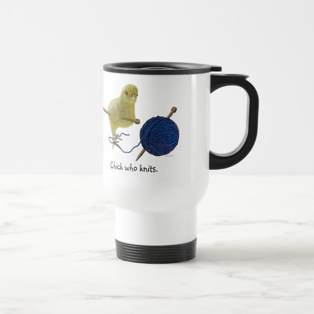 Chicks who knit travel mug (Right)