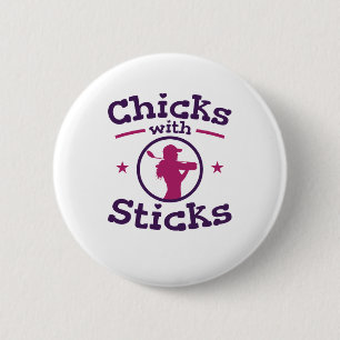 Chicks with Sticks Golf Golfing Golfer Women 2 Inch Round Button