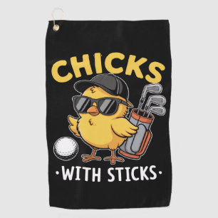 Chicks with Sticks Golfer Girl Golf Club Golfing Towel