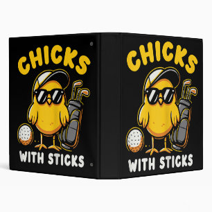 Chicks With Sticks Golfer Girl Woman Golf Club Gol Binder